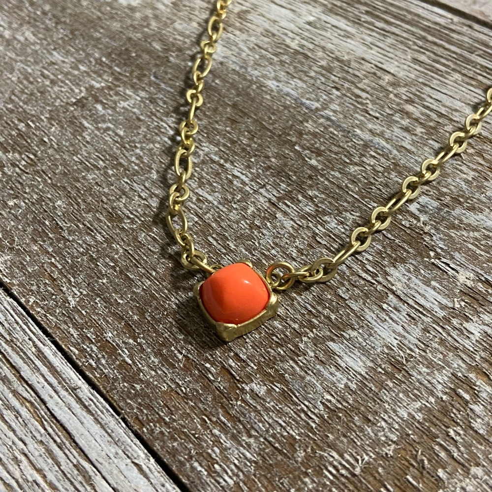 Lia Sophia Orange Peach Cabochon Gold Toned Necklace